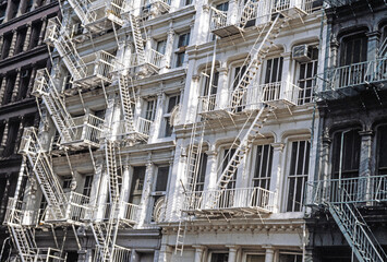 apartments at brooklyn, fire escapes, eighties