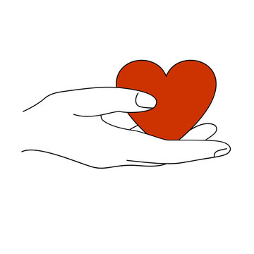 Red heart and hand svg design