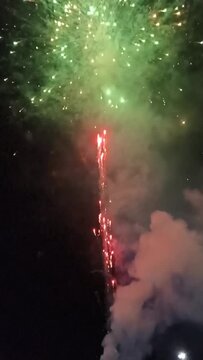 short video of a very beautiful and unique fireworks party. with many colors