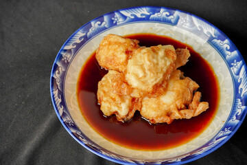 Pempek is a typical food from Palembang, Indonesia. This food is very popular. Indonesian street food.