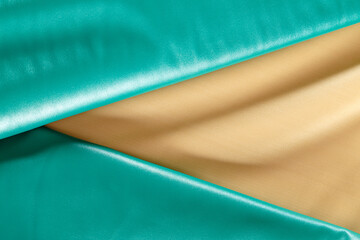 turquoise faux leather surface with woven back, pleated