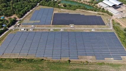Solar energy farm. Aerial view of a solar farm in Asia.