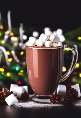 AI-Generated Image of a Glass Cup of Hot Chocolate With Marshmallows