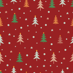 Allover Christmas seamless surface pattern. Aesthetic arrangements of holly jolly Christmas ornaments. Ornamental repeat texture