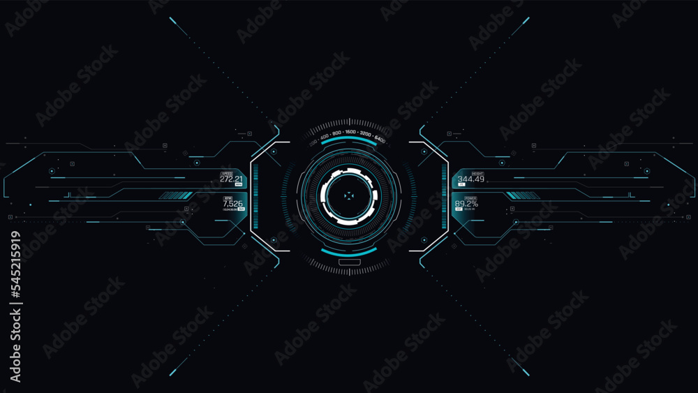 Wall mural hud fui head up display futuristic user interface 001