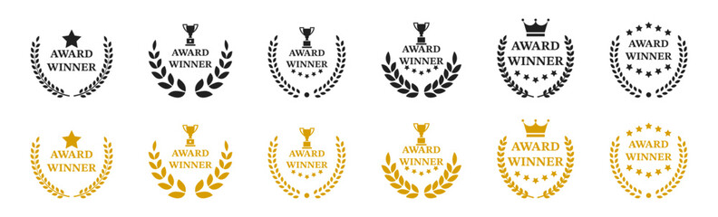 Award winner. Laurel winner wreath. Trophy cup with awards. Vector illustration.