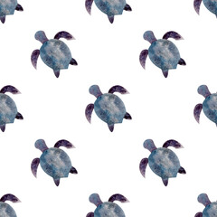 Watercolor seamless pattern (turtle) on isolated background. For greeting cards, stationery, wrapping paper, wallpaper, splash screen, social media, etc.