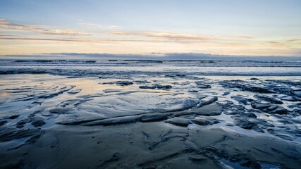 View of Moeraki Boulders Beach, Hampden, New Zealand.