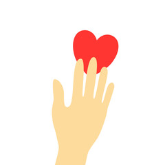 human hands with hearts isolate on transparent background.