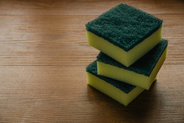 Scouring pad sponging pads for household chores cleaning. Cleaning sponge. © MohamadFaizal