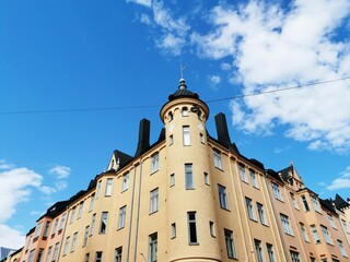 Beautiful view of the Finnish architecture on a sunny day