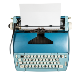 Old electric typewriter on white background