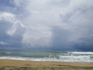 Dark sky kissing the ocean. Awesome shot taken near ocean.