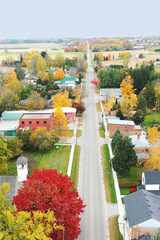Aerial vertical of Vittorio, Ontario, Canada in Autumn