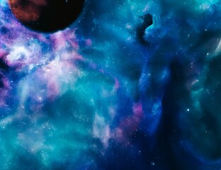Obraz na płótnie Canvas Ai generated digital art of a fantasy galaxy with dark colors