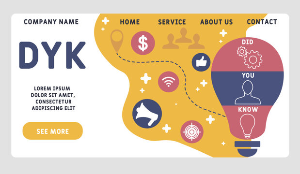 DYK, Did You Know acronym. business concept background.  vector illustration concept with keywords and icons. lettering illustration with icons for web banner, flyer, landing