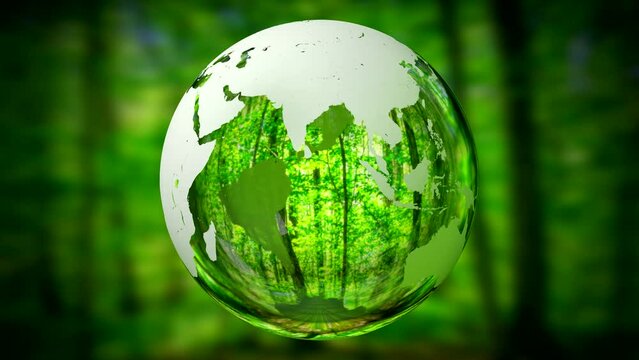3D 4k rotating Earth, forest in background. Elements of this image furnished by NASA