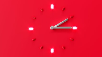Illustration of a red clock pointing at 2:15 o'clock
