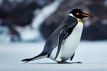 A cute Penguin on ice in the wild