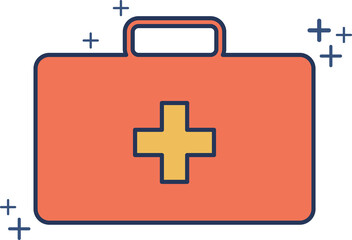 First aid kit icon illustration glyph style design with color and plus sign.