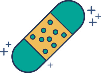 Medicinal plaster icon illustration glyph style design with color and plus sign.
