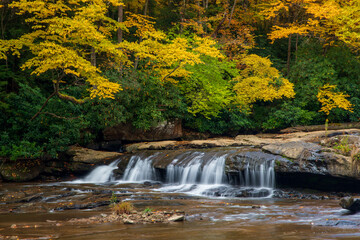 waterfall in autumn forest