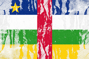 Central african republic flag painted on old distressed concrete wall background