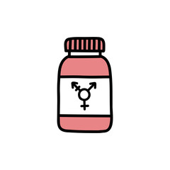 Transgender hormone therapy doodle icon, vector color line illustration