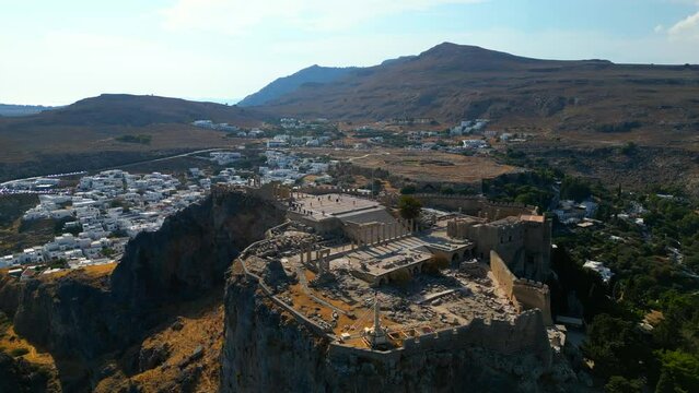 Lindos is a town on the Greek island of Rhodes. It&rsquo;s known for its clifftop acropolis, which features monumental 4th-century gates and reliefs from about 280 B.C.
