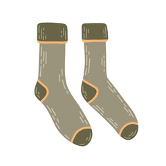 Knitted green socks with yellow stripes