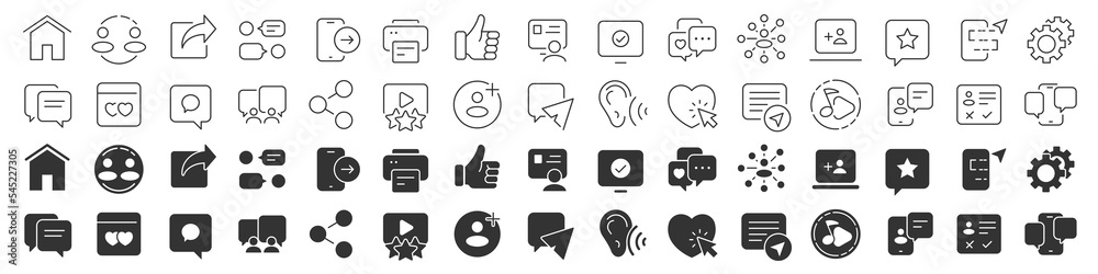 Aufkleber social media line excellent icons collection in two different styles. thin outline icons pack. vecto