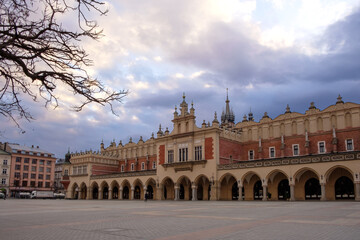Obraz premium Empty square in old Krakow - Rynek Glowny