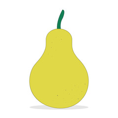 Vector illustration of a ripe pear with a branch and a falling shadow, isolated on a white background.