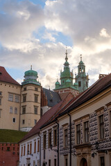 Fototapeta na wymiar Krakow - view of the old buildings and Wawel Royal Castle