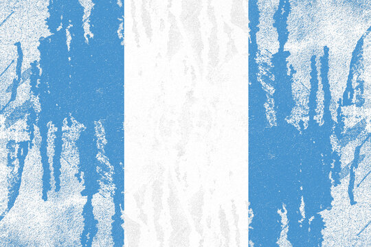 Guatemala flag painted on old distressed concrete wall background