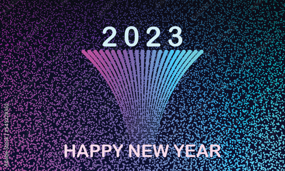 Aufkleber dark blue template invitation card with digits. new year 2023 concept.