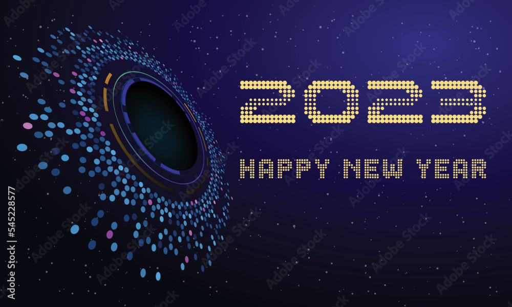Aufkleber dark blue template invitation card with digits. new year 2023 concept.