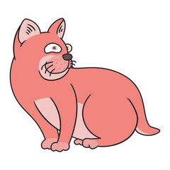 simple cartoon cat looking back