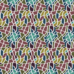 Creativef linear mosaic seamless pattern. Abstract line endless wallpaper. Vintage geometric tile ornament.