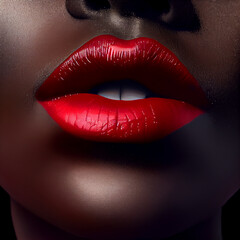  Beautiful, sexy female lips with red lipstick. 3d illustration
