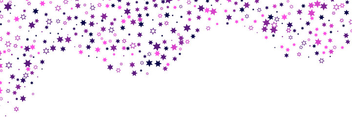 Falling confetti stars. Blue and pink stars on a white background. Festive background. Abstract texture on a white background. Design element. Vector illustration, eps 10.