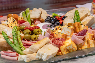 Typical colombian food and drinks, breakfast, dinner and dessert buffet