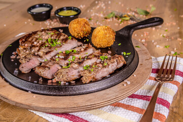 Typical colombian food and drinks, meats three-quarter term
