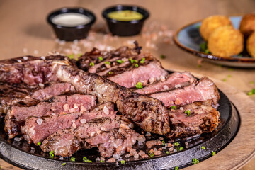 Typical colombian food and drinks, blue term meats