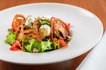 Typical colombian food and drinks, variety of salads