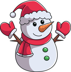 Fototapeta premium Cute cartoon-style snowman isolated on a vertical white background.