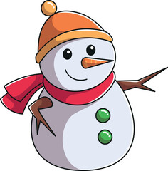 Cute cartoon-style snowman isolated on a vertical white background.