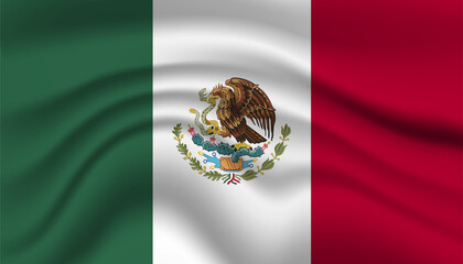 Close up Mexico national flag waving realistic vector illustration
