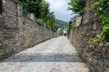 Fototapeta na wymiar Entrance to Greece village Nymfaio.