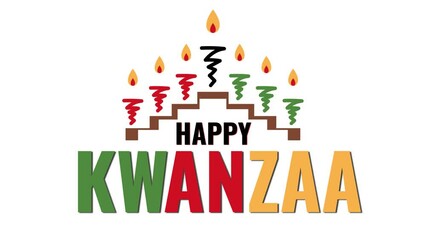 Happy Kwanzaa holiday greeting test animation with candles on candelabra. - Powered by Adobe